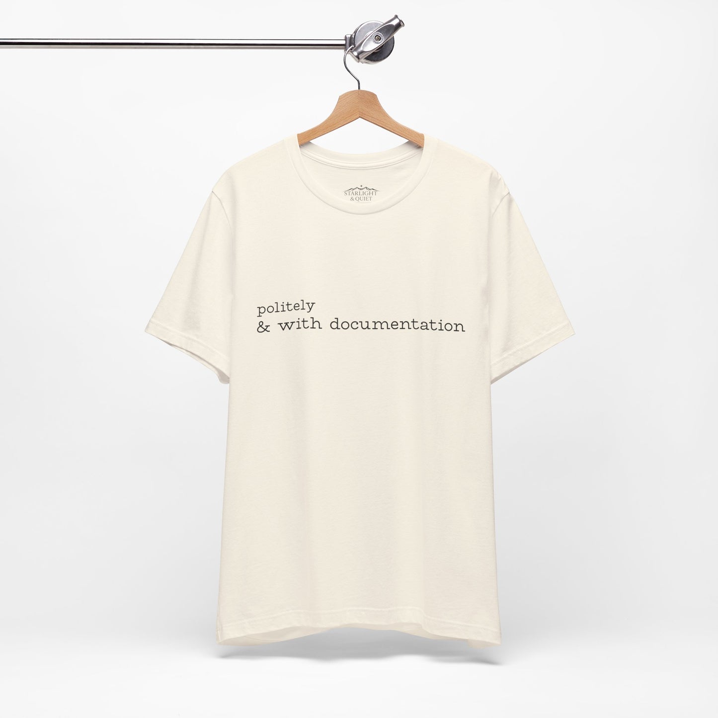 Politely & With Documentation Tee - Cream - The Polite Menace Collection
