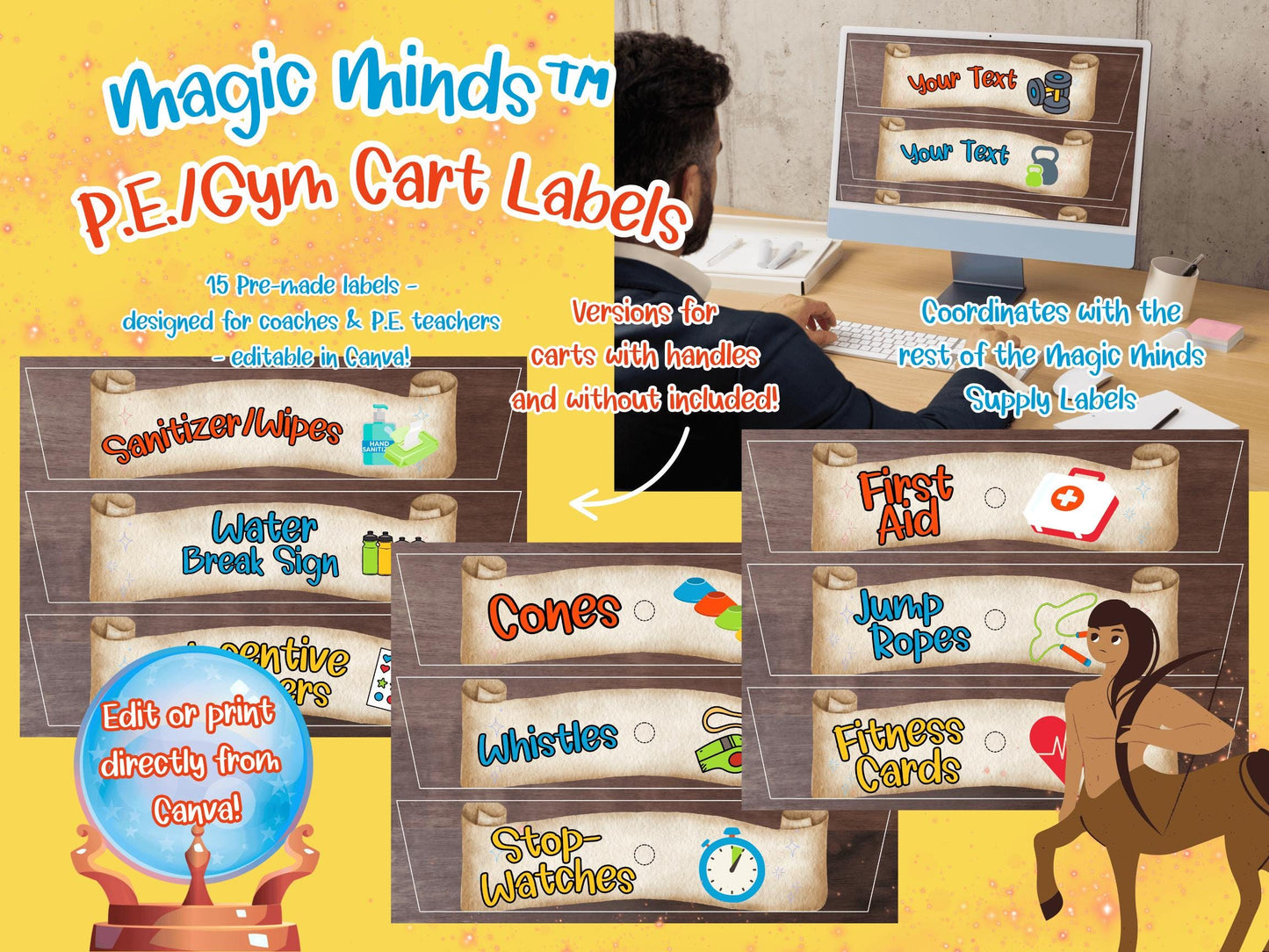 Magic Minds P.E. & Coach Cart Labels