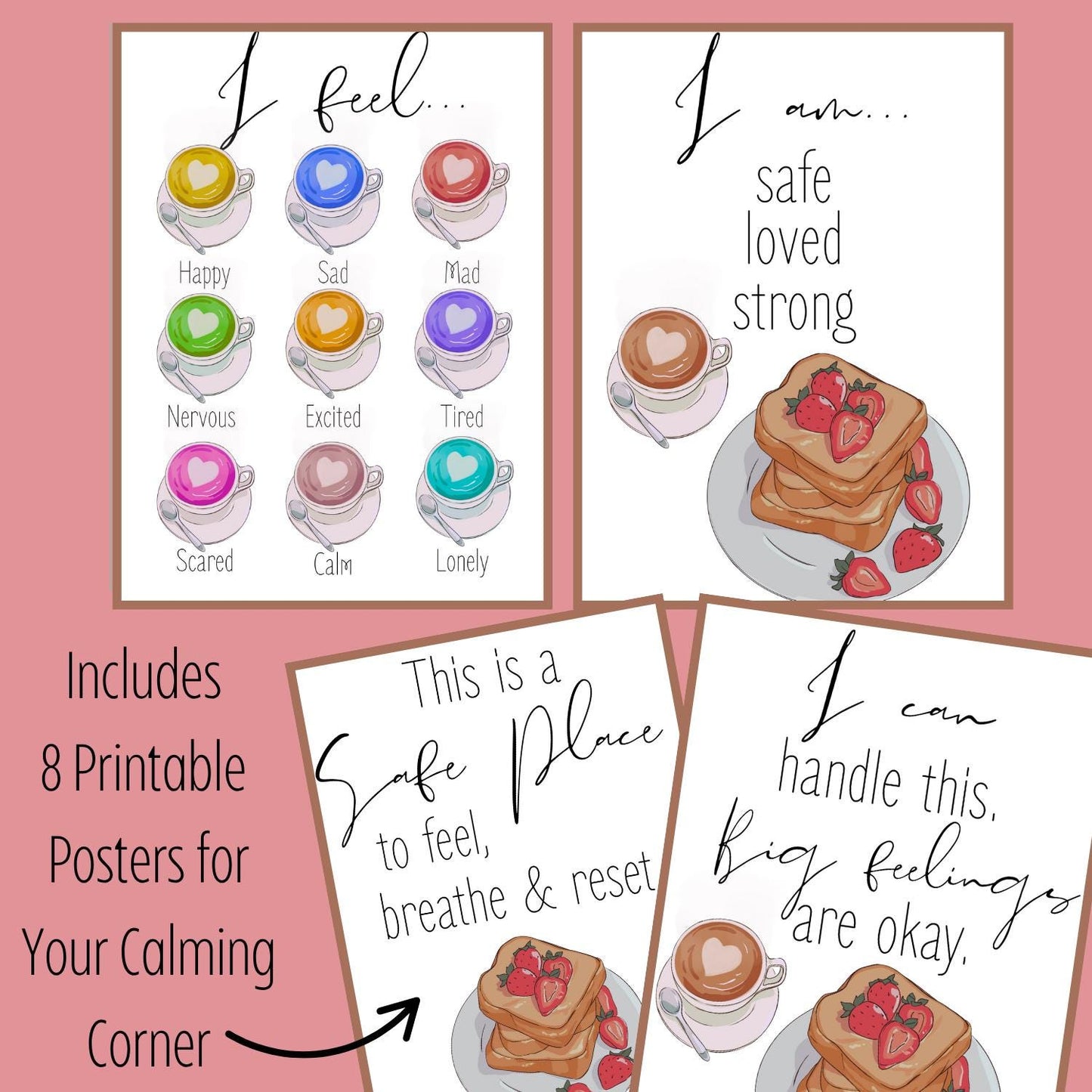 Calming Corner Cozy Coffee & Toast Poster Set