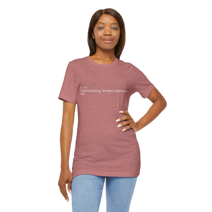 In My Dismantling Broken Systems Era Tee - Advocacy Mom Tee - Soft Mauve Graphic T-Shirt