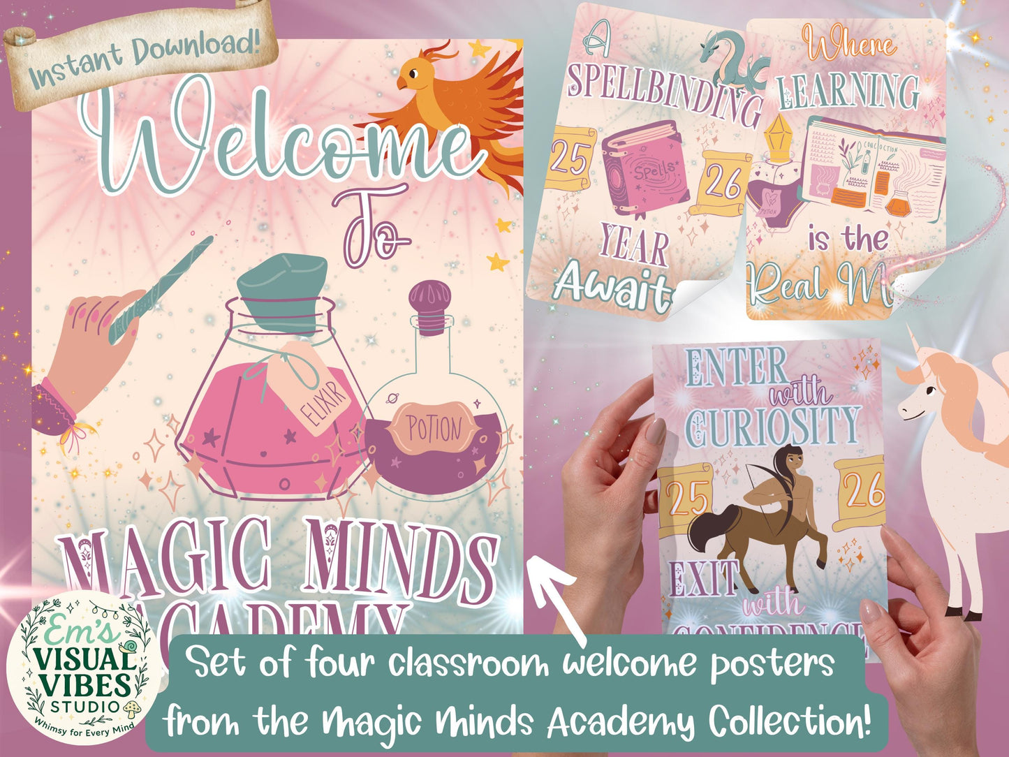 Magic Minds Academy Welcome Poster Set Classroom Decor