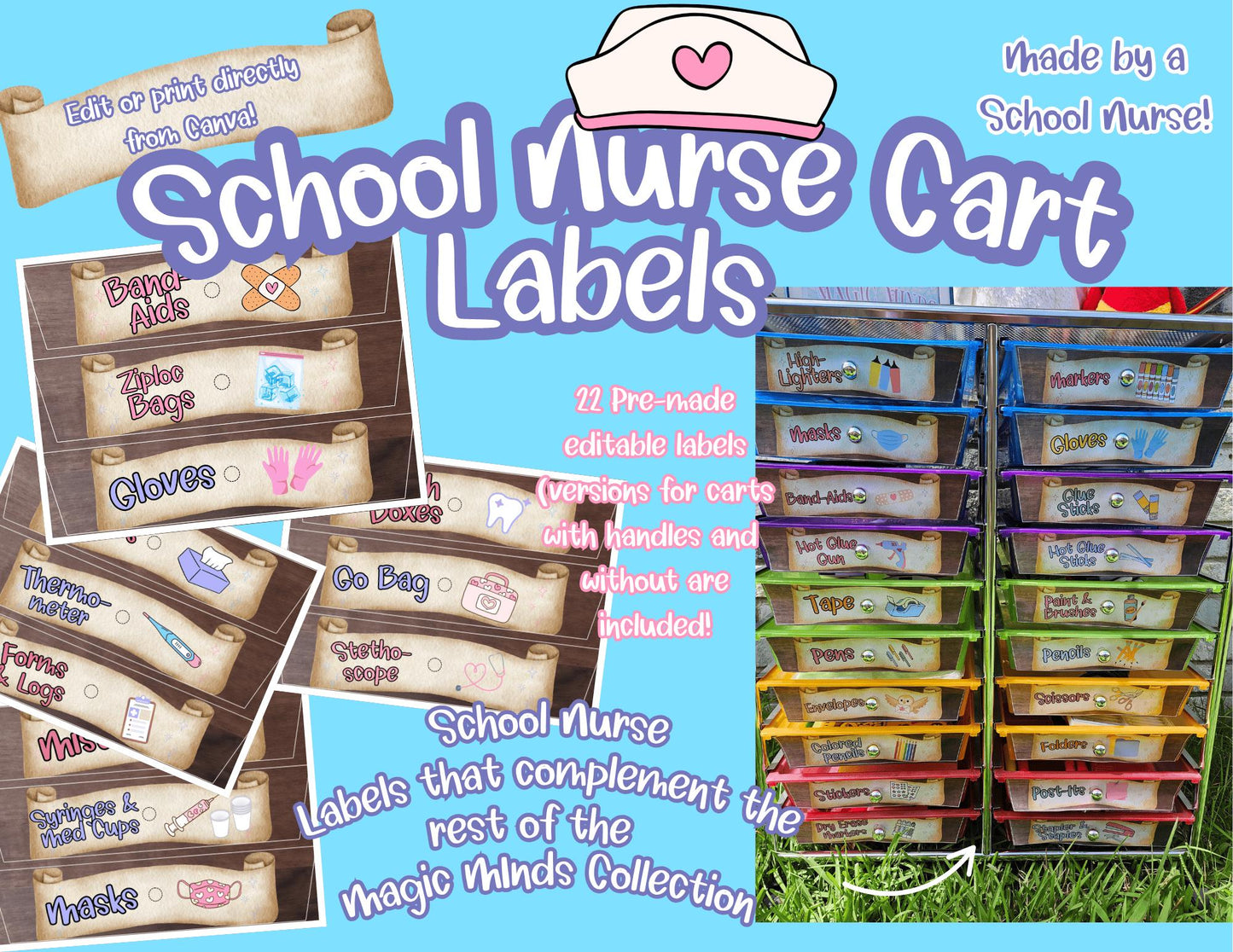Magic Minds™ Rolling Supply Cart Label MEGA BUNDLE