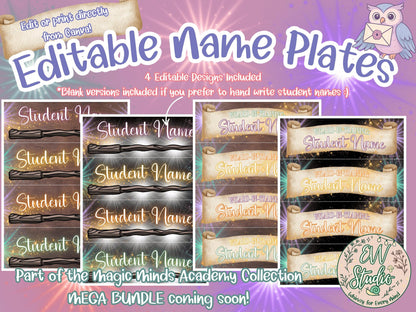Magic Minds Editable Name Plates