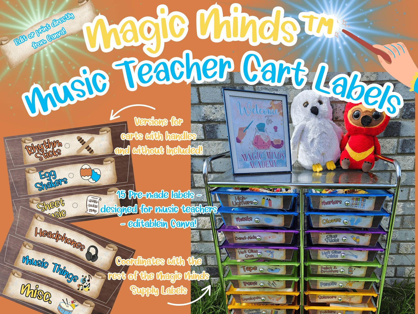 Magic Minds Music Teacher Cart Labels